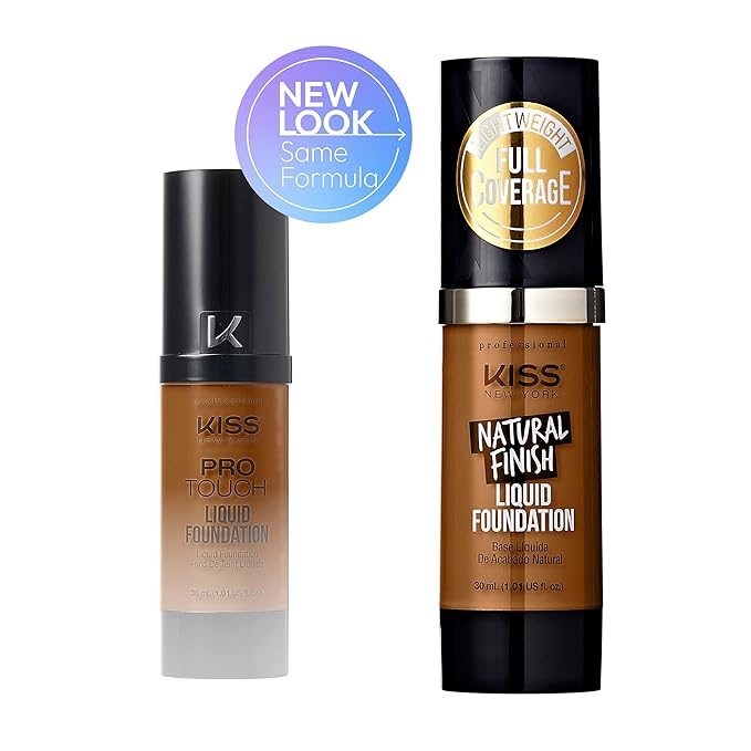 Kiss New York Professional Liquid Foundation - Lightweight and Hydrating Formula, Natural Finish, Control Shine, Cover Pores, Medium to Full Coverage, Green Tea Extract (Maple)-BrightBean Baby