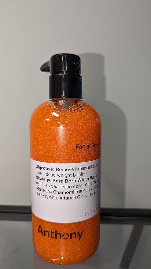 Anthony Facial Scrub, 16 Fl Oz, Contains Aloe Vera, Sand, Algae, Chamomile, Vitamin C, Soothes, Protects, Refreshes and Removes Dead Skin Cells-BrightBean Baby