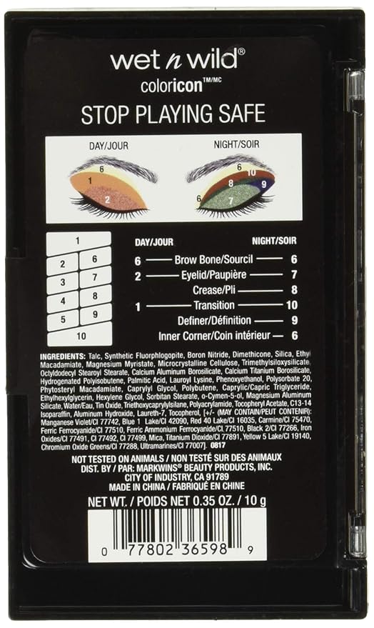 wet n wild Color Icon 10-Pan Eyeshadow Makeup Palette, Long Lasting, Shimmer, Metallic, Glittery, Matte, Rich Smooth Pigment, Cruelty Free - Stop Playing Safe
