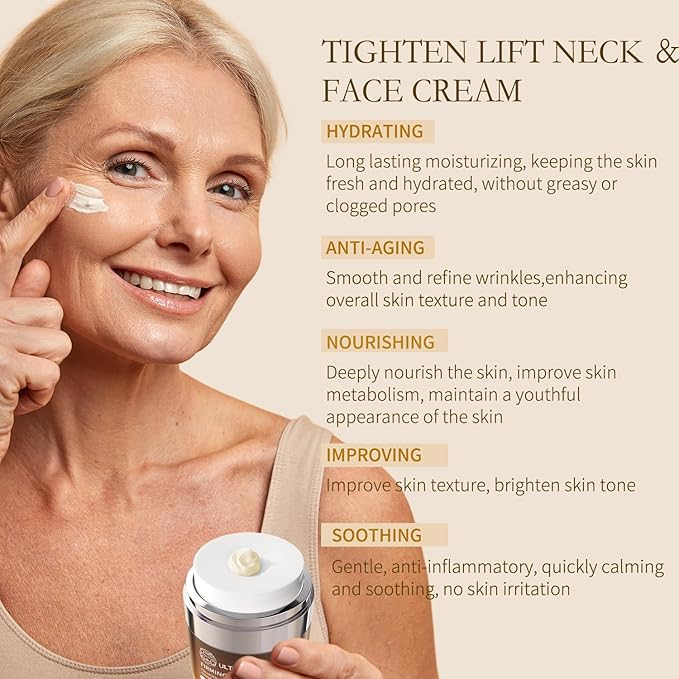 Tighten and Lift Neck Cream, Deep Hydration Neck Firming Cream with Retinol, Collagen & Honey Anti-Aging & Wrinkle Moisturizer for Face, Neck & Décolleté Women & Men 1.7 Fl Oz-BrightBean Baby