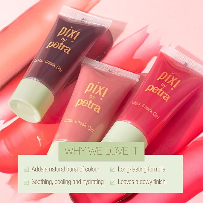 Pixi Sheer Cheek Gel - Flushed | Gel Blush For A Sheer Flush Of Colour | Oil-Free & Fragrance-Free Hydrating Liquid Blush | 0.45 Fl Oz