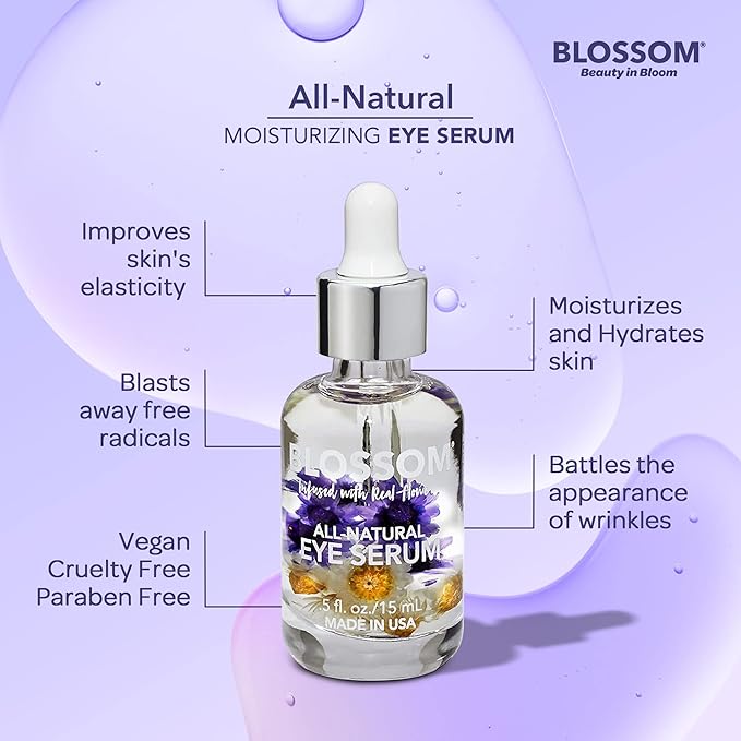 Blossom All Natural Organic Cruelty Free Moisturizing Eye Serum with Essential Oils, Infused with Real Flowers, Made in USA, 0.5 fl. oz., Fall Medley-BrightBean Baby