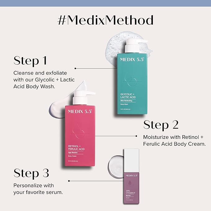 Medix 5.5 Retinol Body Lotion Firming Moisturizer | Crepey Skincare Treatment | Retinol Body Cream | Anti Aging Firming Cream For Women Targets Look Of Crepe Skin, Wrinkles, & Sagging Skin, 2-Pack-BrightBean Baby