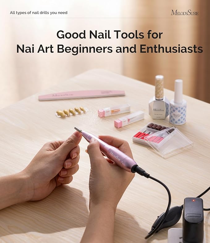 MelodySusie Portable Electric Nail Drill,PC120B Compact Efile Electrical Professional Nail File Kit for Acrylic, Gel Nails, Manicure Pedicure Polishing Shape Tools Design for Home Salon Use, Purple-BrightBean Baby