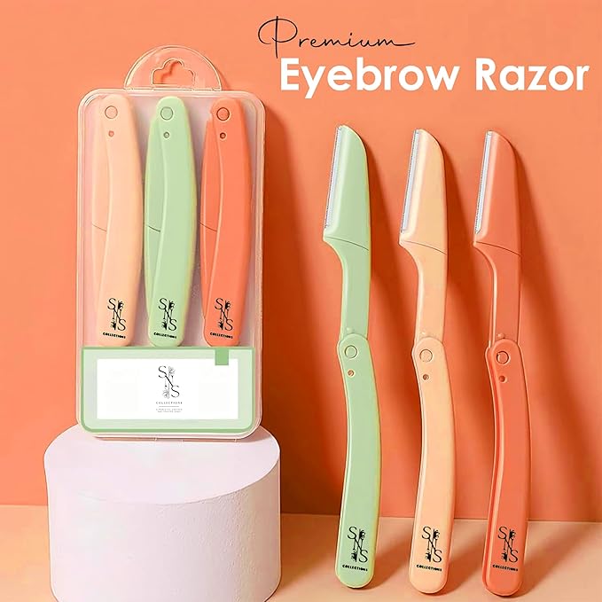 Eyebrow Razor - Premium Facial Hair Remover for Women, Smooth Dermaplaning Tool, Gentle & Safe, Stainless Steel, Compact Design for Travel & Daily Use (3-Pack)