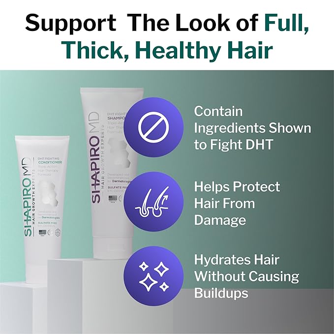Shapiro MD Hair Growth Experts Hair Loss Shampoo and Conditioner, DHT Fighting Vegan Formula for Thinning Hair Developed by Dermatologists, Experience Healthier, Fuller Thicker Hair, 4 Month Supply-BrightBean Baby