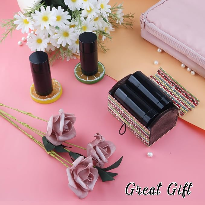 12 Pieces 15g Black Plastic Deodorant Containers,Empty 1/2 oz Travel Lip Balm Tubes,Refillable Twist-UP Solid Perfume Tubes,Lipstick Tubes for DIY-BrightBean Baby