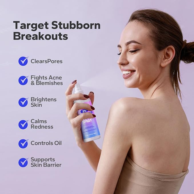 Salicylic Acid Spray (5.07 Fl Oz), 2% Salicylic Acid Body Spray, Body Acne Treatment for Bacne, Blackheads & Blemishes, Back & Chest Acne Spray for Face & Body, 360° Mist for All Skin Types-BrightBean Baby