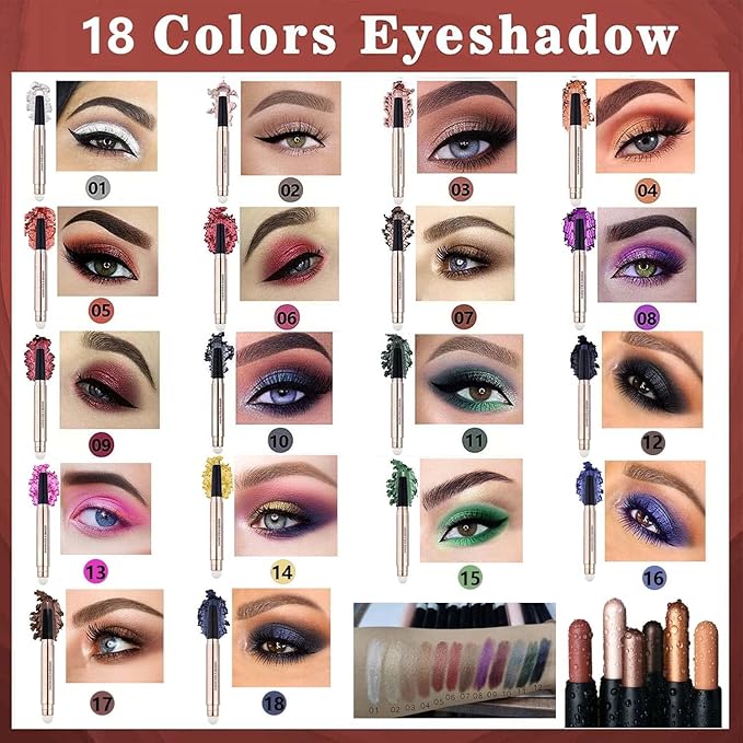 Purple Eyeshadow Stick And Sponge Makeup Brush Cream Shimmer Smooth Shadow Pencil Eyeliner Long Lasting Waterproof Eye Shadow Highlighter Stick Hypoallergenic Multi-Dimensional Eyes Look ( # 08)-BrightBean Baby