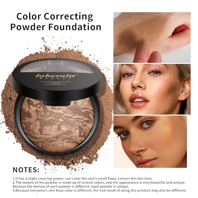 Baked Brighten Foundation, Coror Correcting Baked Balance Foundation,Buildable Coverage, Lightweight Powder Foundation, Creates a Perfect Canvas and a Natural Semi-Matte Finish(02# Tan)-BrightBean Baby