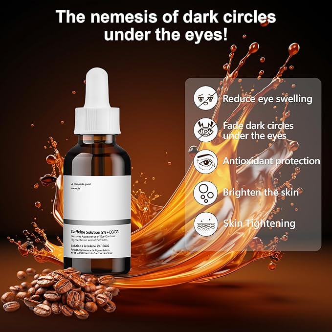 Caffeine Solution 5% + EGCG Eye Serum, 30ML Moisturizing Caffeine Eye Serum, Targets Dark Circles & Puffiness, Smooths Fine Lines-BrightBean Baby