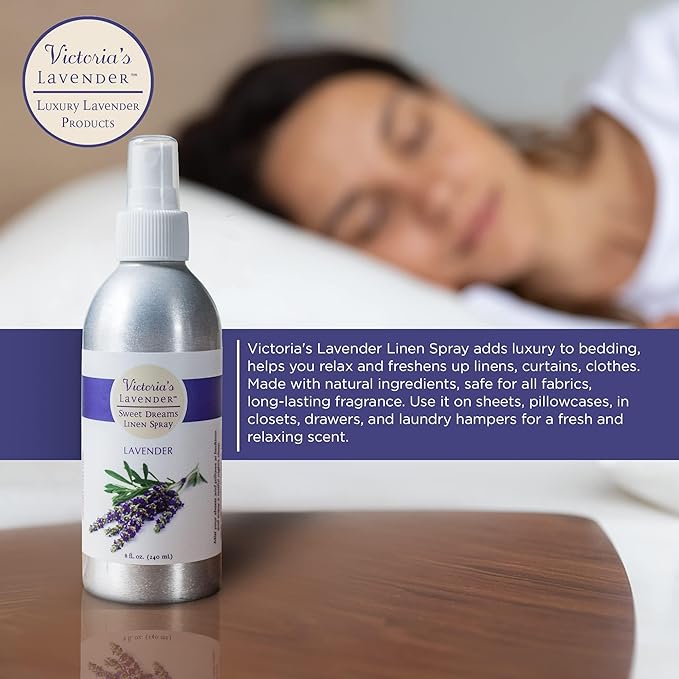 Victoria's Lavender Pillow and Linen Spray Mist (8 oz) and Aromatherapy Body Mist (4 oz) - After Sun Solar Recovery Spray with Aloe Vera and Lavender Essential Oil - Set of 3 – Made in the USA-BrightBean Baby