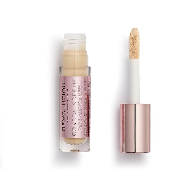 Makeup Revolution Conceal and Define Concealer, Full Coverage & Matte Finish, C5.5 for Fair/Light Skin Tones, Vegan & Cruelty-Free, 0.7 Fl Oz-BrightBean Baby