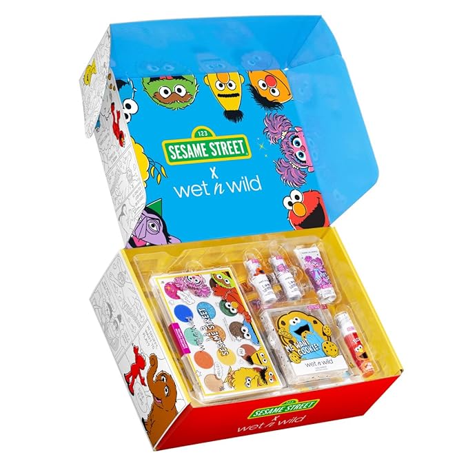 wet n wild Sesame Street Limited Edition PR Box - Makeup Set with Versatile Brushes, Vibrant Buildable & Blendable Palettes & Lip Glosses for Unique Looks, Cruelty-Free & Vegan-BrightBean Baby