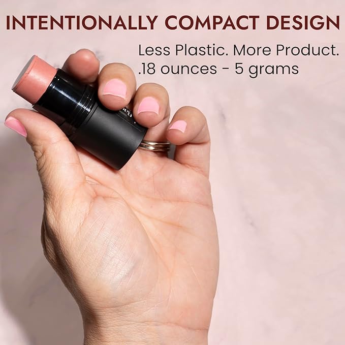 Organic Blush Tube, Moscato - 100% Natural Vegan Cream Blush Sticks, Multi-Use Bronzer, & Highlighter for Lips, Cheeks & Eyes, Buildable Shimmer, Gluten-Free, Paraben-Free, Made in USA-BrightBean Baby