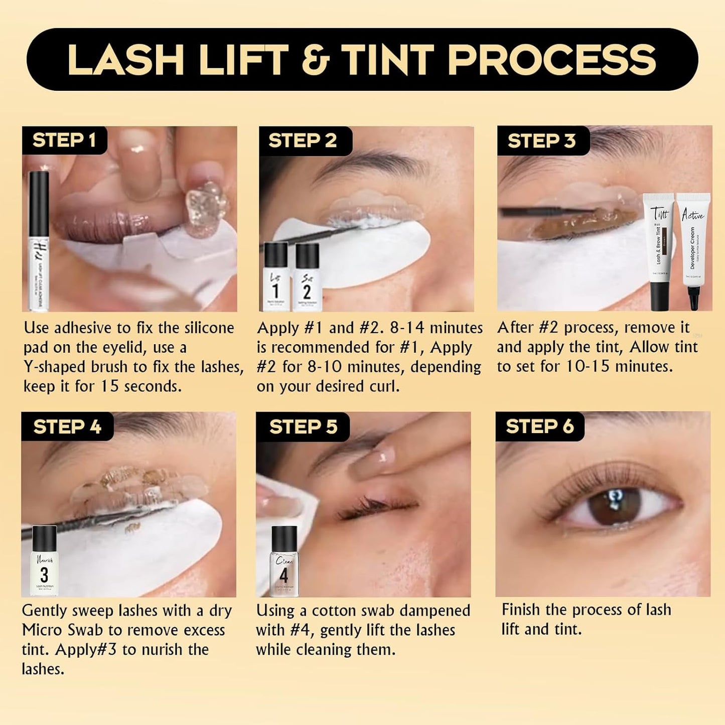 Lash Lift Kit 4 in 1 Brow Lamination Kit, Professional Eyelash Perm Kit for Beginner Salon Quality at Home with Long-Lasting Natural Brown Color-BrightBean Baby