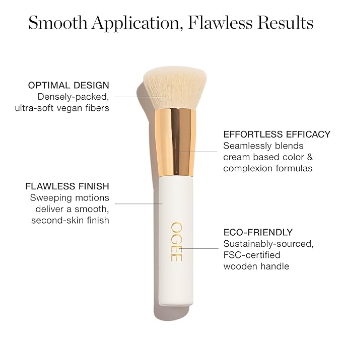 Ogee Blender Brush - Professional Quality Makeup Brush - Ultra-Soft Foundation Brush with Vegan Bristles for Flawless Makeup Application-BrightBean Baby