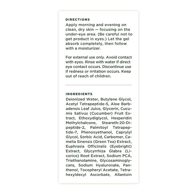 Tree of Life Beauty Anti-Aging Eye Treatment Gel Cream to Hydrate Dark Circles and Reduce Puffiness, Bags and Wrinkles, Vitamin C-BrightBean Baby