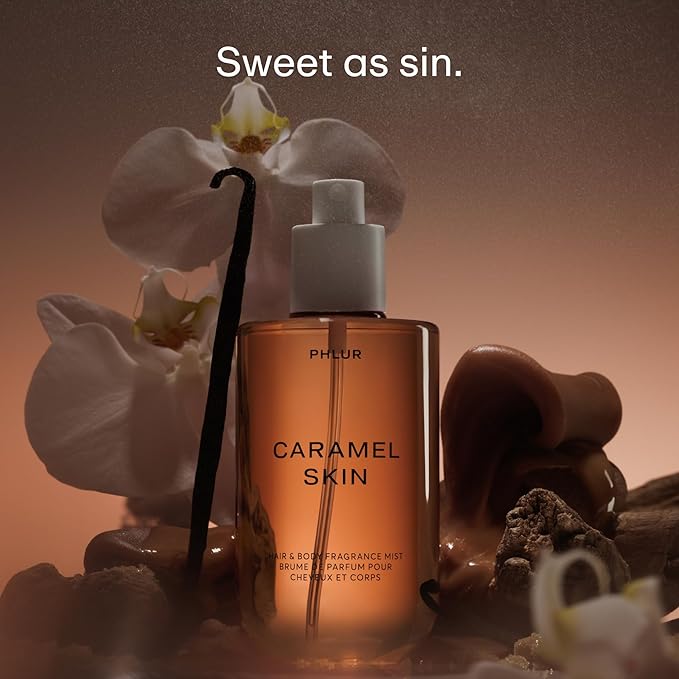 PHLUR Caramel Skin Body Mist - Hair & Body Mist Fragrance - Caramel Body Spray with Vanilla, Brown Sugar, Bergamot, Sandalwood & Musk (8 Fl Oz)-BrightBean Baby
