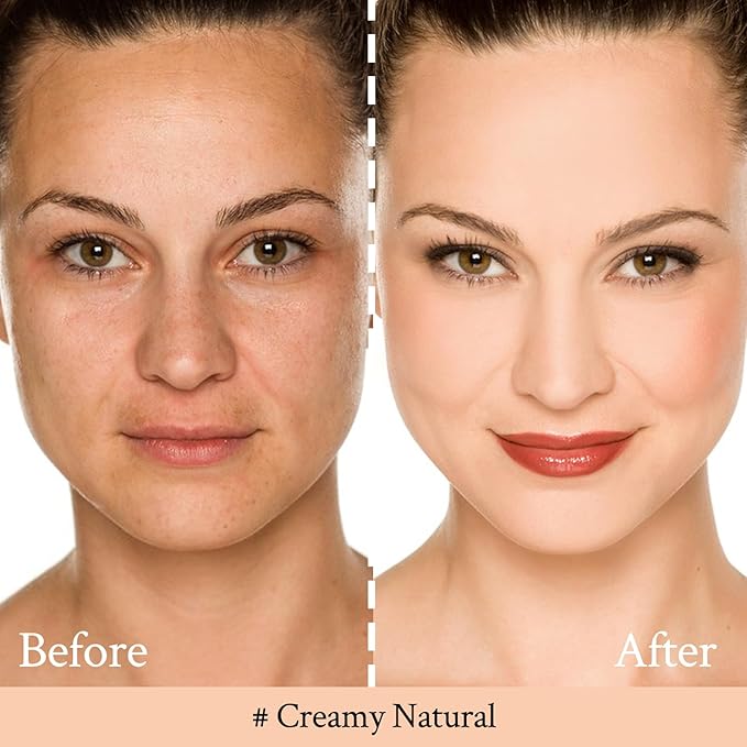 Foundation Balm, Matte Full Coverage Cream Foundation, Mature Skin Foundation, Creamy, Waterproof, Lightweight Face Makeup, 0.99 oz (CREAMY NATURAL)-BrightBean Baby