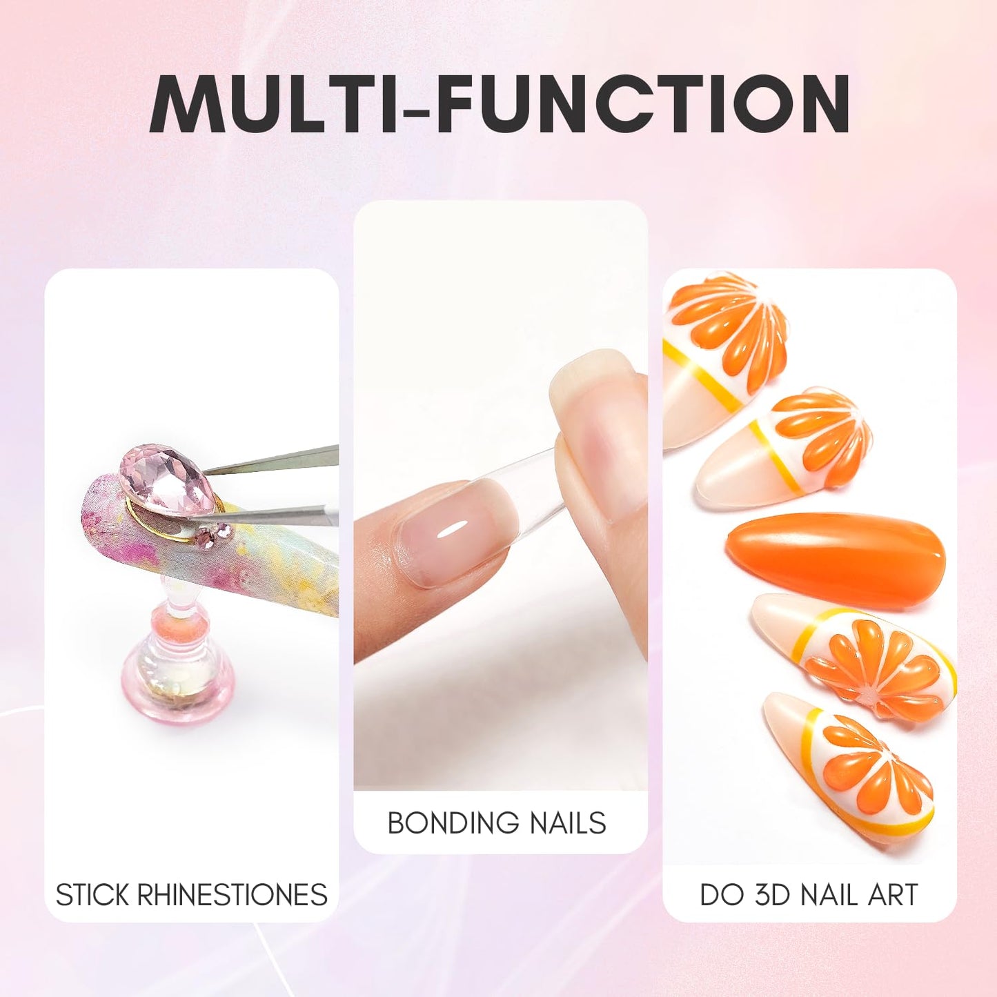 Makartt Gel Nail Glue: Solid Nail Glue for Press On Nails, 15ML 3D Gel UV Lamp Needed, Multifunctional Nails Tools Strong Adhesive Rhinestone Glues Gels for Charms & Gems, Ideal for DIY Home Salon Use-BrightBean Baby