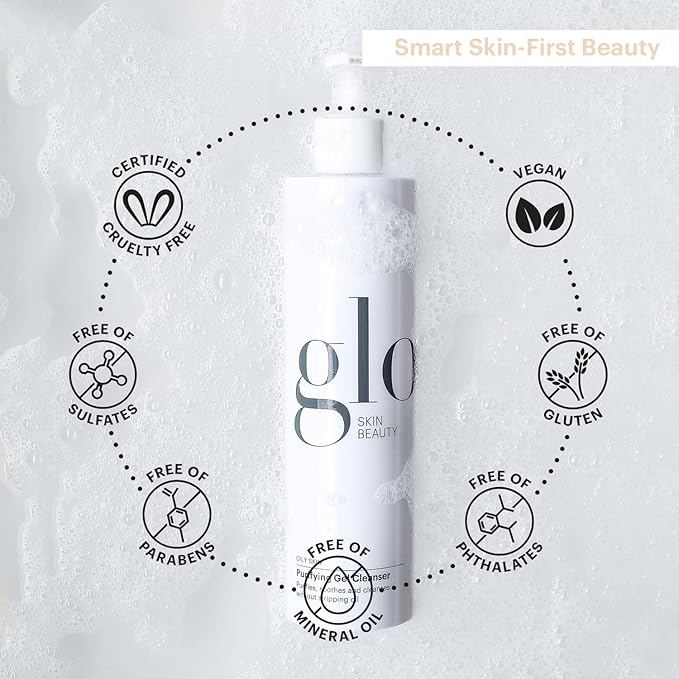 Glo Skin Beauty Purifying Gel Cleanser - Salicylic Acid + Niacinamide Face Wash Balances Skin, Targets Clogged Pores, Excess Oil & Breakouts - Gently Exfoliates & Minimizes Appearance of Fine Lines-BrightBean Baby