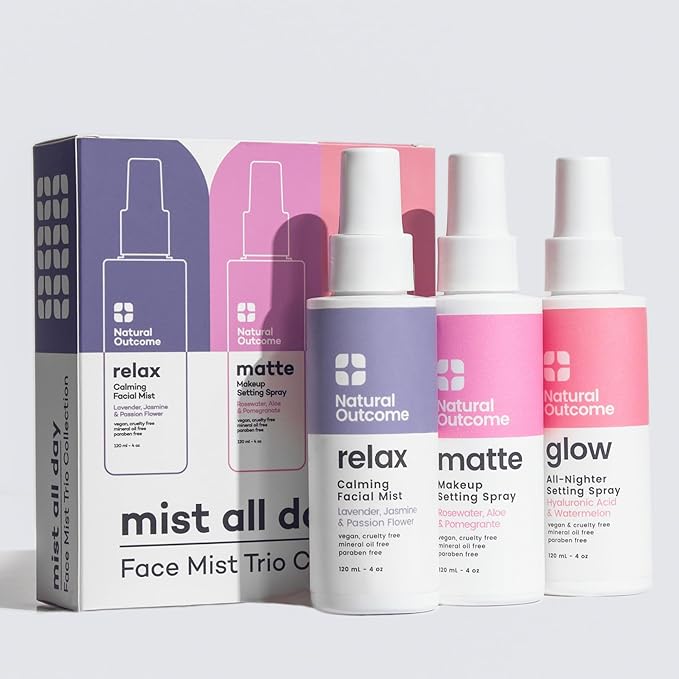 Face Mist Trio Collection – Hydrating Facial Mist Spray for Glowing Skin – Rosewater, Lavender & Hyaluronic Acid – Makeup Setting & Refreshing Face Spray Mist-BrightBean Baby