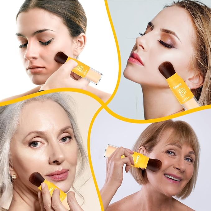 Mineral Sunscreen Setting Powder, SPF 35, Translucent Setting Brush Powder for Face, Long Lasting Oil Control Matte Loose Powder, Lightweight, Breathable (02# Medium)-BrightBean Baby