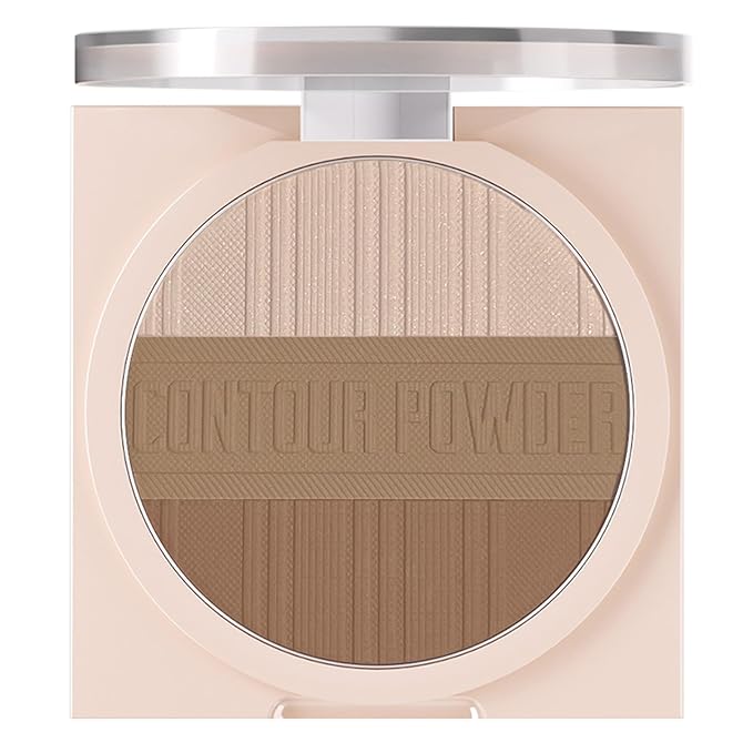Contour Powder Makeup Palette Matte Shimmer Face Sculpting Shading Silky Smooth Tone Tuning Flawless Pressed Powder Bronzer for Warm Skin Tone, 01 Warm Brown-BrightBean Baby