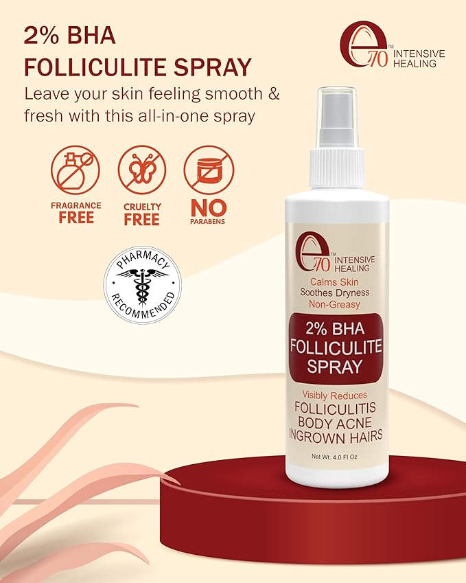 2% BHA Folliculitis Body Oil Spray - Salicylic Acid Body Mist with Tea Tree Oil & Aloe Vera - Spray Moisturizer for Dry Skin, Clogged Pores & Irritation, 4 fl. oz-BrightBean Baby