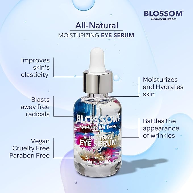 Blossom All Natural Organic Cruelty Free Moisturizing Eye Serum with Essential Oils, Infused with Real Flowers, Made in USA, 0.5 fl. oz./15ml, Winter Wonderland-BrightBean Baby