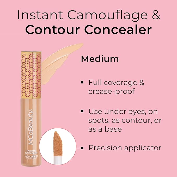MCoBeauty Instant Concealer Camouflage & Contour, Medium, Perfecting Contour with Flawless Coverage, Vegan, Cruelty Free Cosmetics-BrightBean Baby