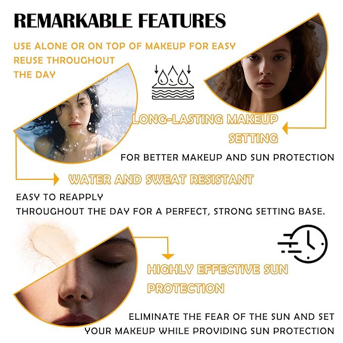 2PCS Mineral Sunscreen Setting Powder Makeup,Translucent Powder SPF 50 PA++++,Oil Control Long Lasting Face Setting Powder Sunscreen,Matte Finish,Lightweight,Breathable,All Skin-BrightBean Baby