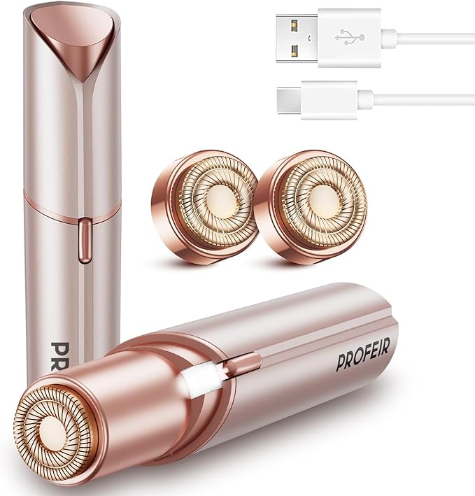 Facial Hair Removal for Women: Electric Hair Removal Device - Rechargeable Painless face Razor for Chin Upper Lip Peach Fuzz with Light (Pink)
