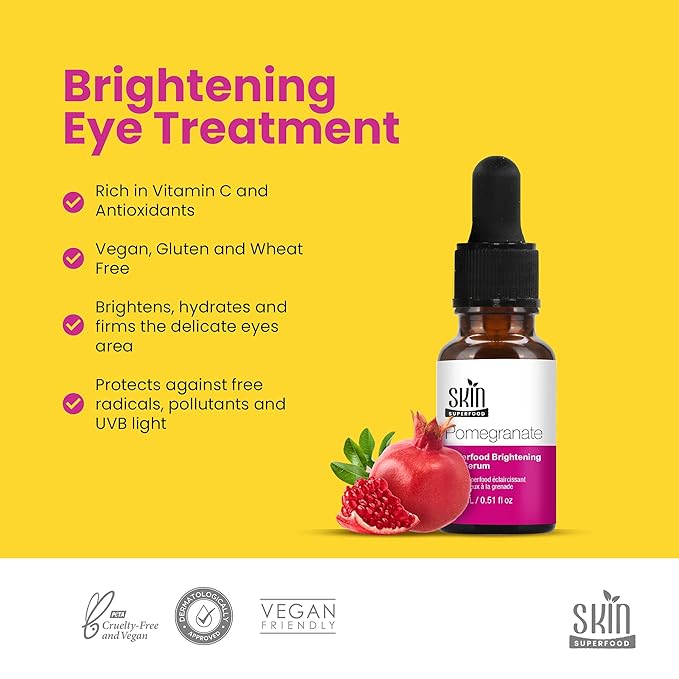 Pomegranate Superfood Brightening Oily Eye Serum 100% Natural and Vegan 0.53 Fl Oz (15ml)-BrightBean Baby