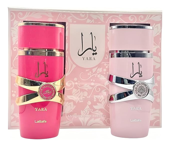 Lattafa Yara 5th Anniversary Edition – Floral, Fruity, Gourmand, Vanilla – 2-Piece Eau de Parfum Gift Set for Women (Yara & Yara Candy, 2 x 3.4 Ounce Sprays)-BrightBean Baby