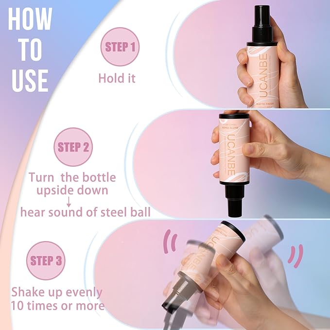 UCANBE Ultra Matte Makeup Setting Spray for Oily Skin, Long Lasting Finishing Spray for Face Make Up, Weightless Mattifying Setting Mist, 3.38 Fl.oz-BrightBean Baby