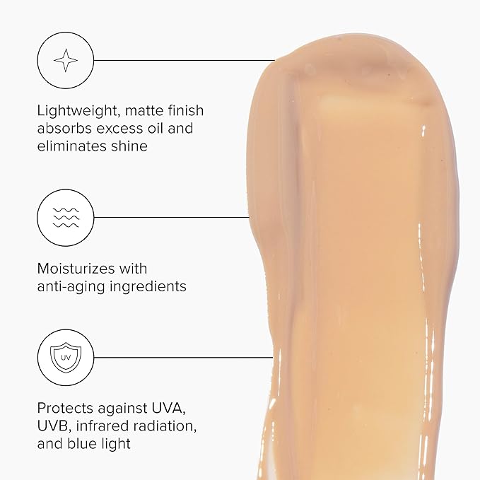 DRMTLGY Matte Universal Tinted Moisturizer with SPF 46. Universal Tint. All-In-One Light Matte Coverage Tinted Face Sunscreen with Broad Spectrum Protection Against UVA and UVB Rays. 1.7 oz-BrightBean Baby
