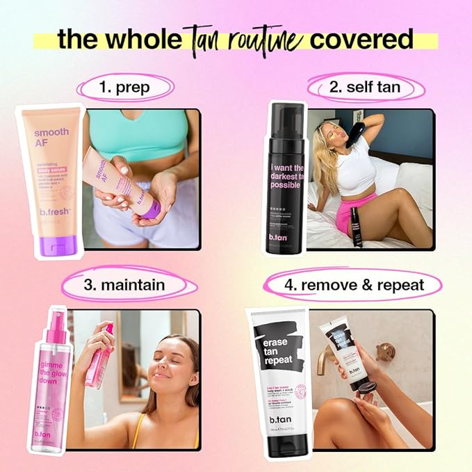b.tan Ultra Dark Self Tanner Mousse | I Want The Darkest Tan Possible - Fast, 1 Hour Express Sunless Tanning Foam, Golden Bronzing Glow, Face & Body, No Fake Tan Smell, Vegan, Cruelty Free, 6.7 Fl Oz-BrightBean Baby