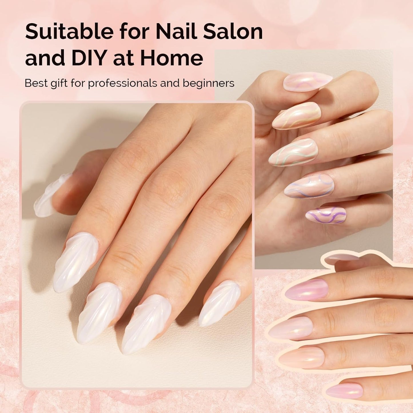 MelodySusie Gold Chrome Nail Powder for Gel Nails,Pearl Powder Mirror Effect Pigment Pearlescent Mermaid Pigment Pearl Glitter for Home DIY Salon Use-BrightBean Baby