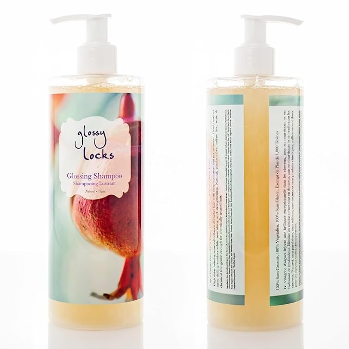 100% PURE Glossy Locks Glossing Shampoo Hair Wash Detox & Hydrate Shine Boosting Dry Dull Damaged Strands Avocado Butter & Seaweed Collagen Natural Care for Women & Men Vegan - 13.5 Fl Oz-BrightBean Baby