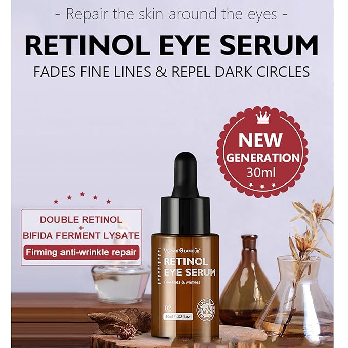 Retinol Eye Serum Anti Aging Under Eye Cream Visibly Reduces Wrinkles Fine Lines in 4-8 Weeks - Tightening Firming with Double Retinol 30ml-BrightBean Baby