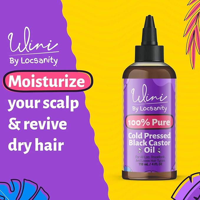 Locsanity Wini Pure 100% Cold Pressed Jamaican Black Castor Oil For Hair and Skin, 4 Fl Oz-BrightBean Baby
