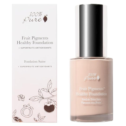 100% PURE Fruit Pigmented Healthy Foundation, Alpine Rose, Liquid Foundation Makeup, Anti-aging, Full Coverage, Matte Finish - 1 Fl Oz-BrightBean Baby