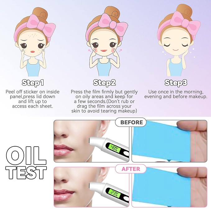 Premium Oil Control Film,Same Series with Clean&Clear Oil Absorbing Sheets,180Sheets/3Pack Larger Oil Blotting Sheets for Face,Makeup Friendly High-performance Handy Face Blotting Paper for Oily Skin-BrightBean Baby