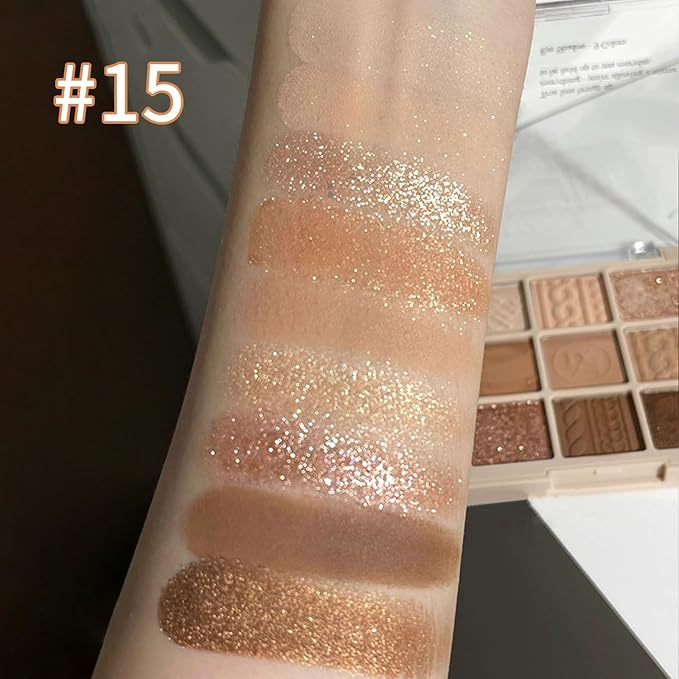 Erinde 9 Colors Eyeshadow Palette, Matte Shimmer Glitter Eye Shadow Makeup Palette, Highly Pigmented Long Lasting Waterproof, Natural Neutral Nude Eyeshadow Makeup Pallet, Cashmere-BrightBean Baby