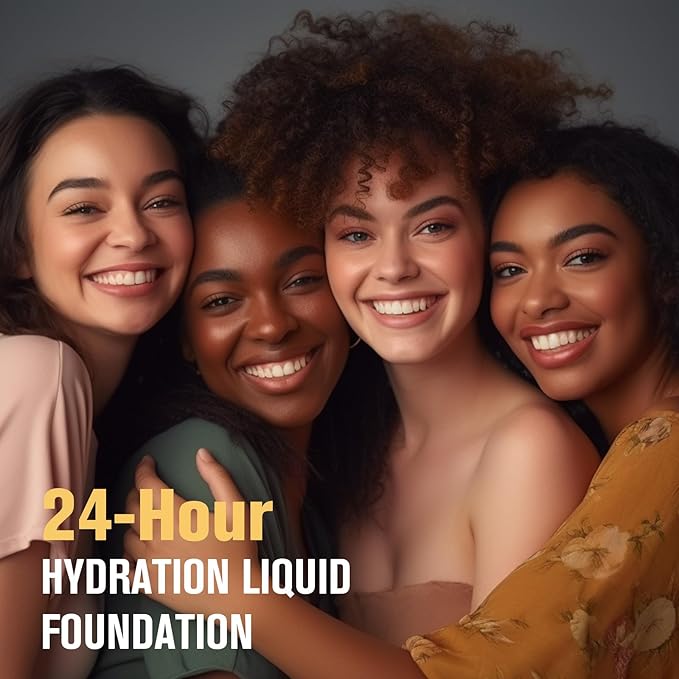 UCANBE Matte Liquid Foundation with Brush, Skincare Serum Foundation Face Makeup with Hyaluronic Acid, Medium to Full Coverage Waterproof Oil Control Longwear, for Mature Skin, Nude Beige, 1 fl. oz.-BrightBean Baby