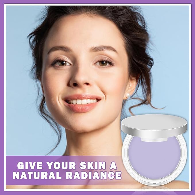 AIUEO Lavender Matte Setting Powder Sunscreen Powder Oil Control Blurring Pressed Powder Refreshing and Comfortable Purple Face Powder Makeup, Polvo Compacto De Maquillaje-BrightBean Baby
