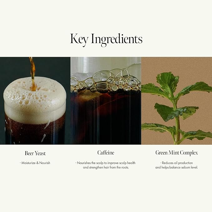 Dark Beer Biome Shampoo - Vegan Anti-Hair Loss Sclap Care with Caffeine & Green Mint Complex for Thicker Stronger Hair- Deep Cleansing, Oil Control & Cooling Effect, Sulfate-Free 500 ml / 16.9 fl oz-BrightBean Baby