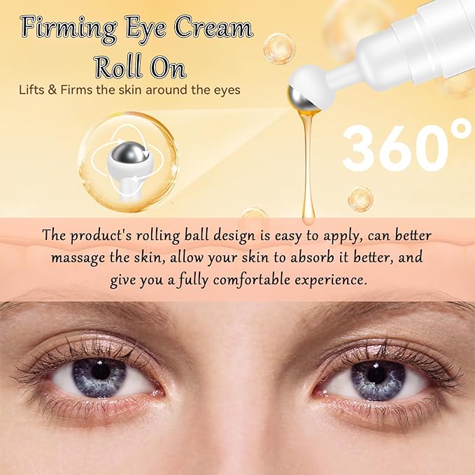 Caffeine Eye Cream Eye Serum, Under Eye Roller Cream for Dark Circles and Puffiness, 0.51 Fl Oz-BrightBean Baby